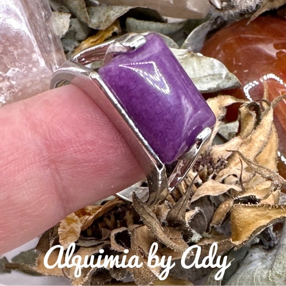 Purple Jade silver Victorian ring/ awakening and action healing crystal - Picture 1 of 8